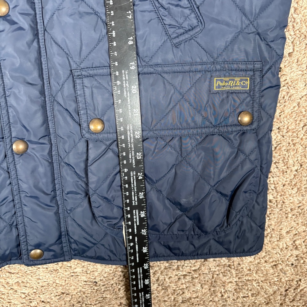 Polo Ralph Lauren Mens XL Navy Blue Quilted Field Jacket Plaid Lining - Picture 5 of 10